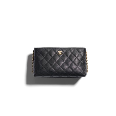 CHANEL CLUTCH WITH CHAIN GRAINED SHINY CALFSKIN GOLD-TONE METAL AP4700 (23*12*8cm)